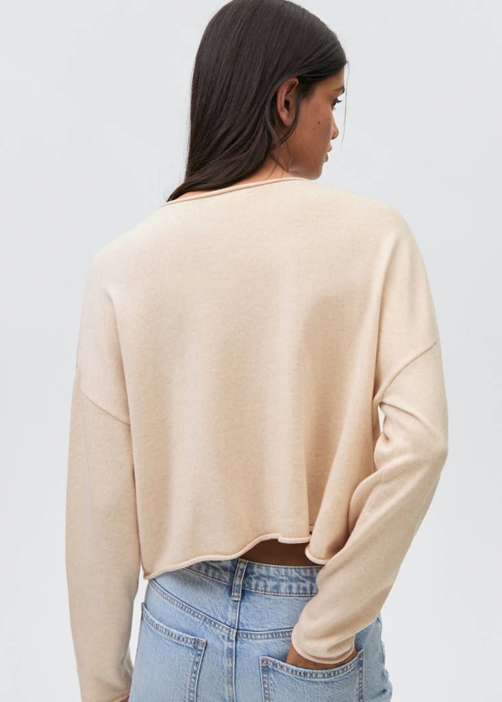 Oversized fine-knit sweater — Sand