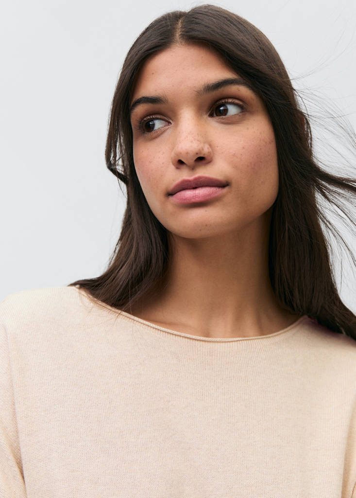 Oversized fine-knit sweater — Sand