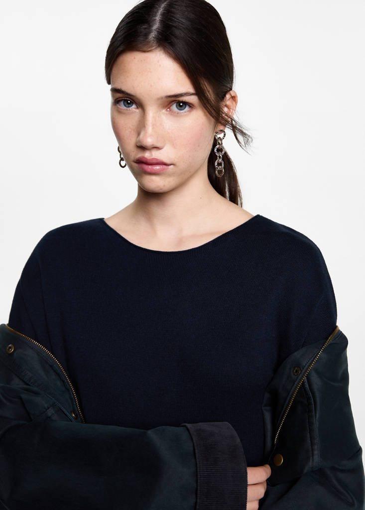 Oversized fine-knit sweater — Dark Navy