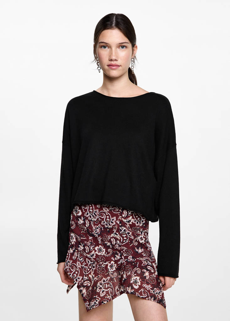 Oversized fine-knit sweater — Black