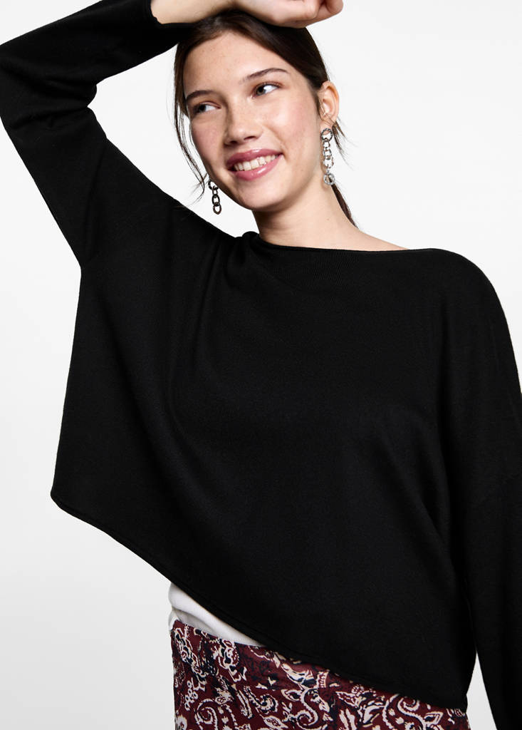 Oversized fine-knit sweater — Black
