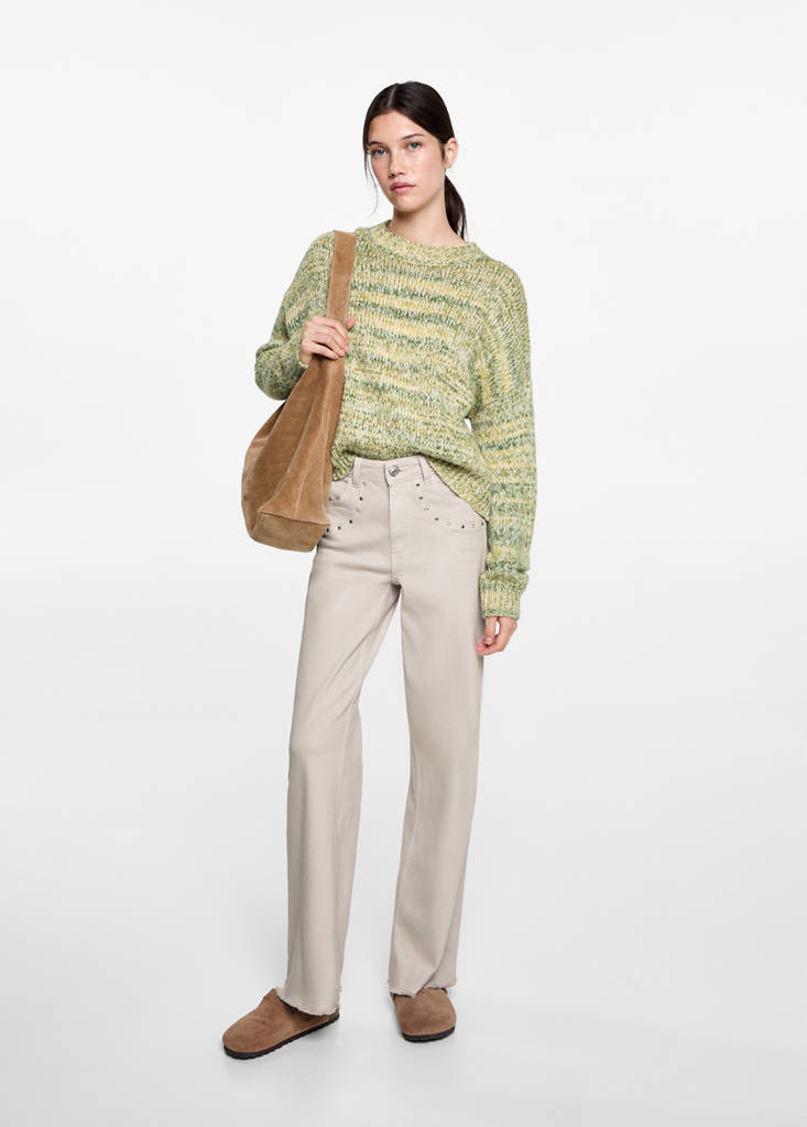 MANGO TEEN - Pull-over maille chinée vert pastel - XS - Fille Teen