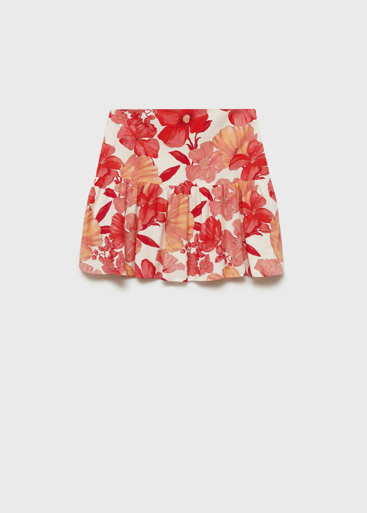 Floral ruffled skirt — Red