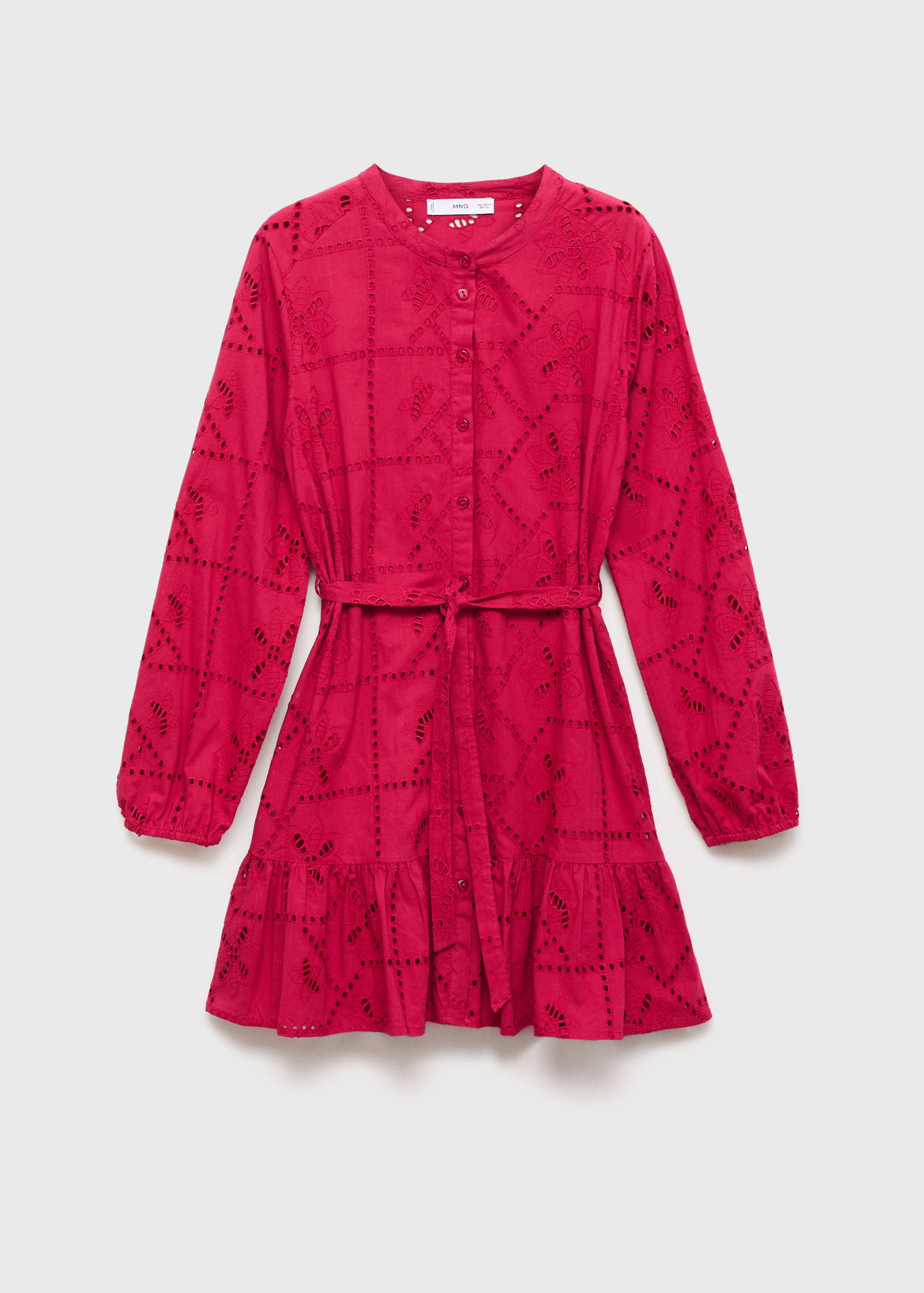 Jurk met ruches en opengewerkt borduursel - Artikel zonder model