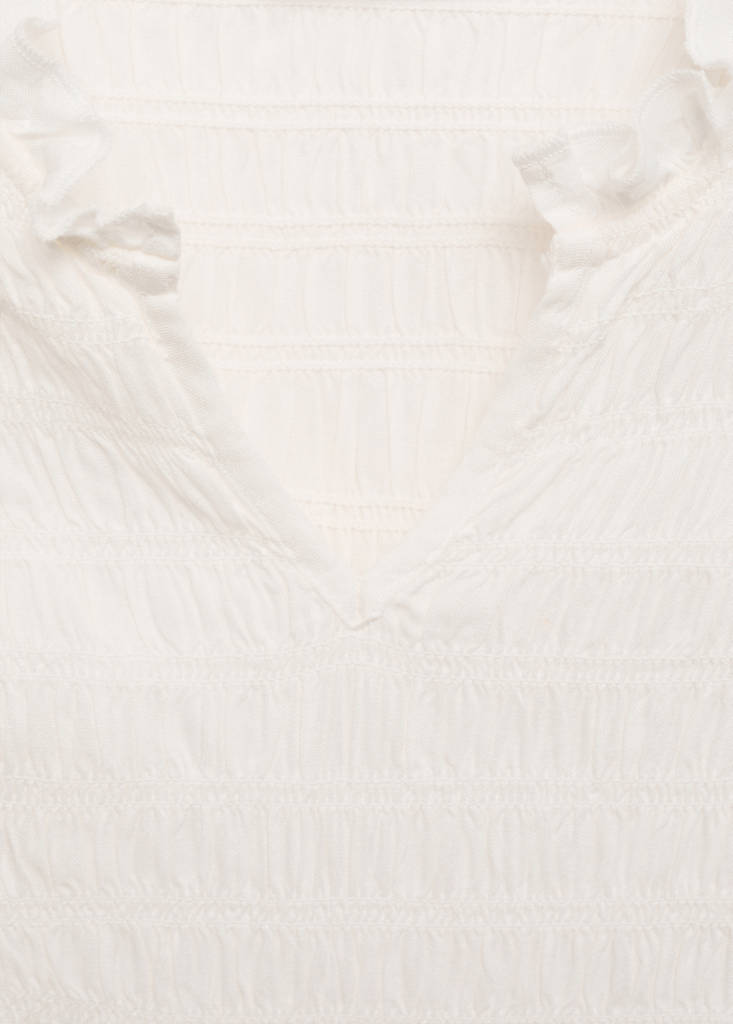 Ruched blouse with ruffles — Off White