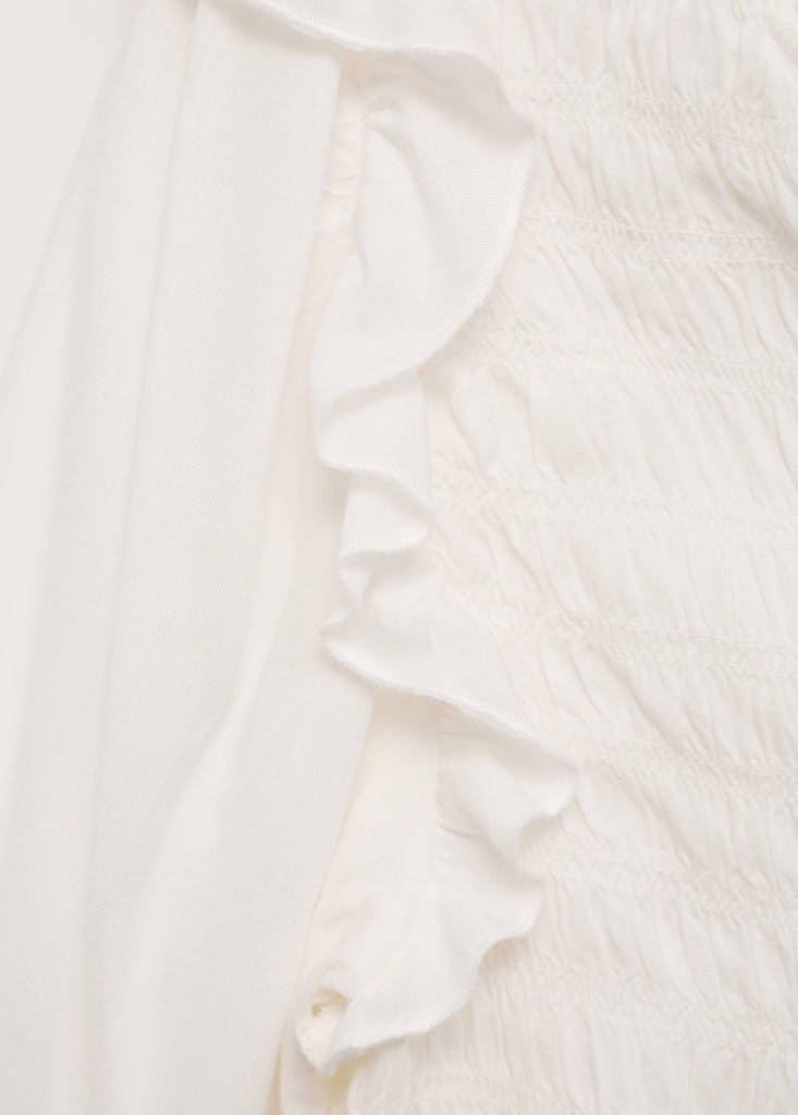 Ruched blouse with ruffles — Off White