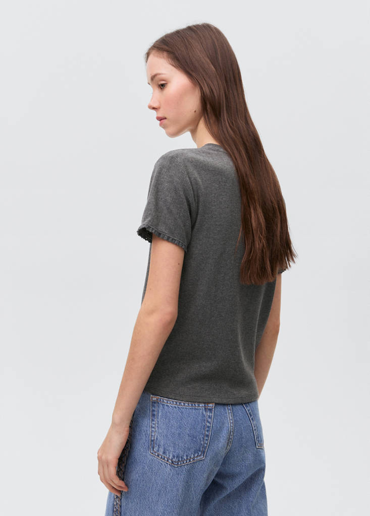 Sleeve detail t-shirt — Dark Heather Grey