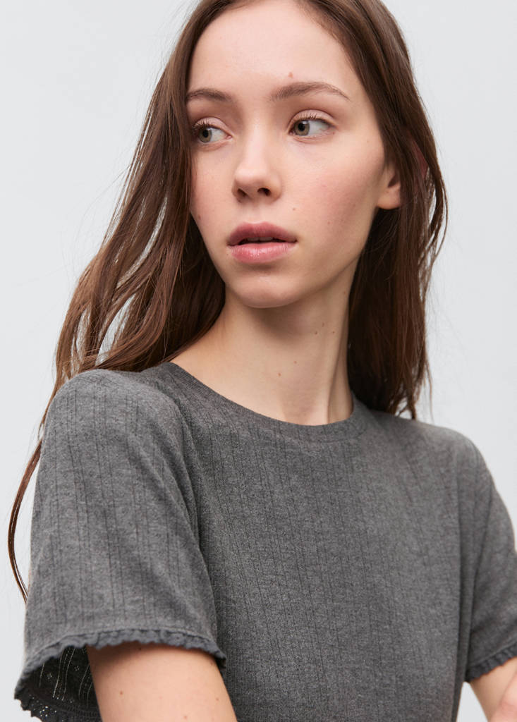 Sleeve detail t-shirt — Dark Heather Grey