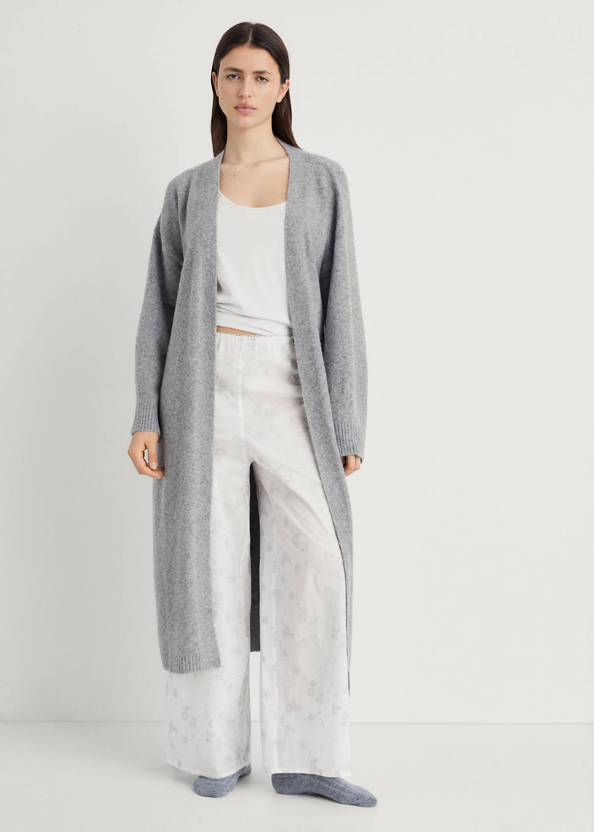 Embroidered pyjama trousers — White