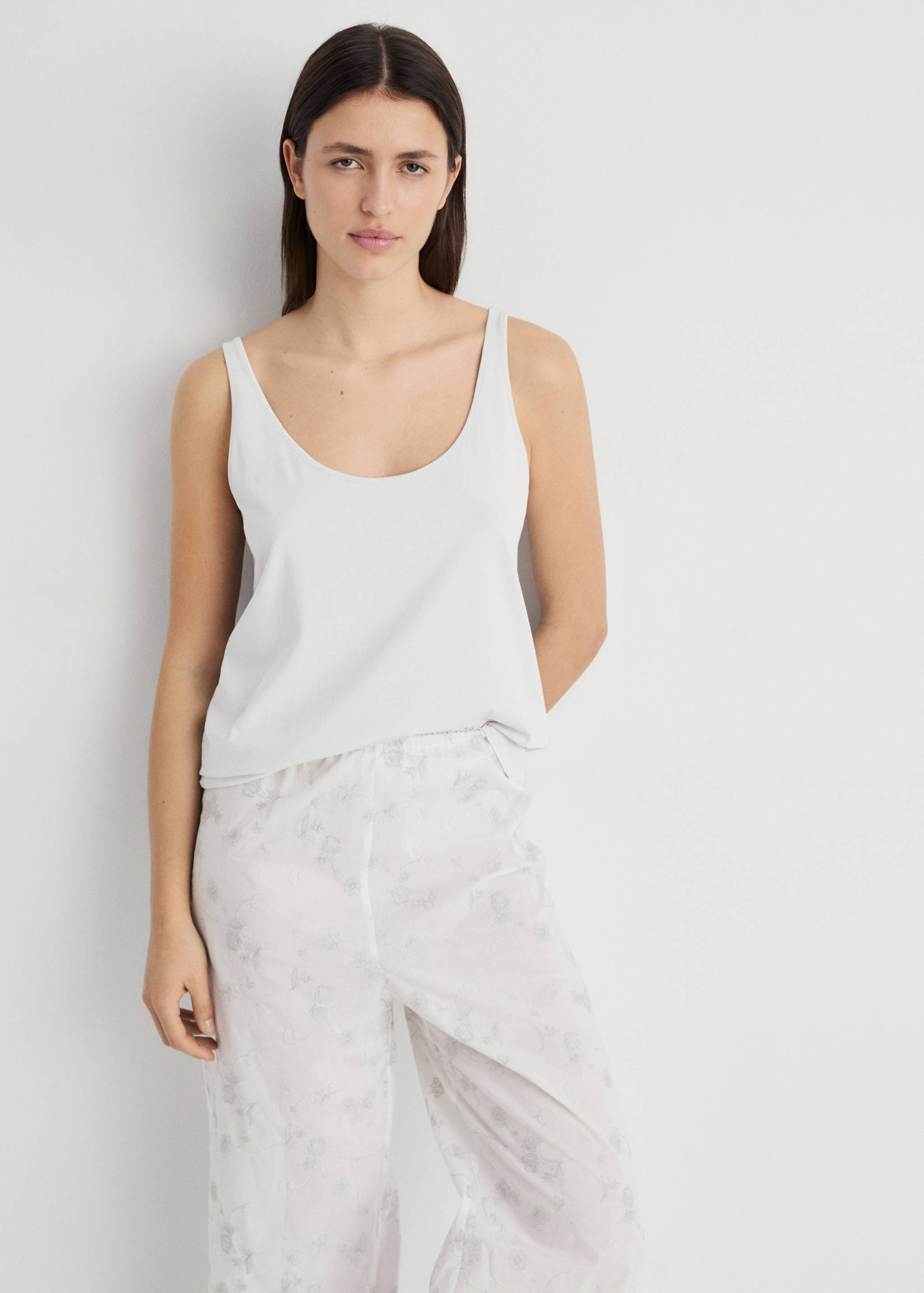 Embroidered pajama pants - Details of the article 1