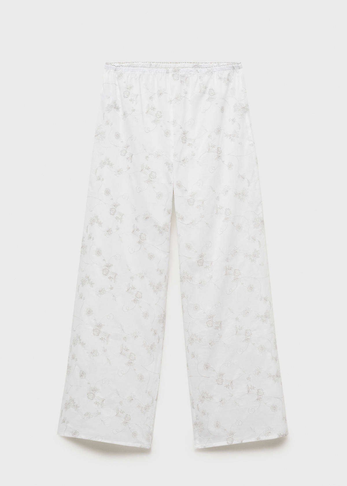 Embroidered pyjama trousers — White