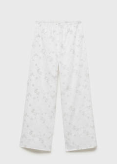 Embroidered pyjama trousers — White 5
