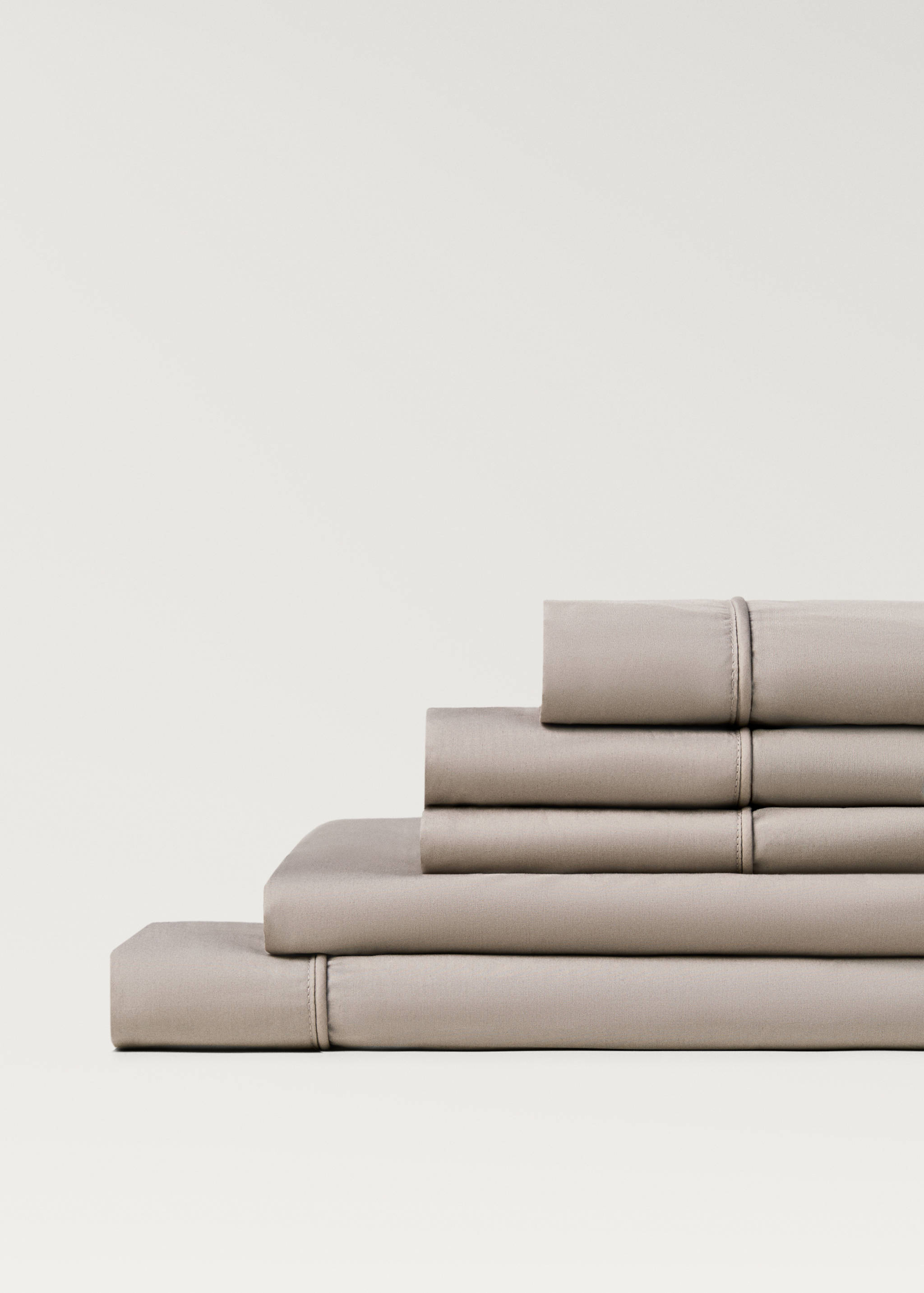 Drap plat percale de coton 500 fils détail passepoilé arrondi lit 150/160 cm - Détail de l'article 1