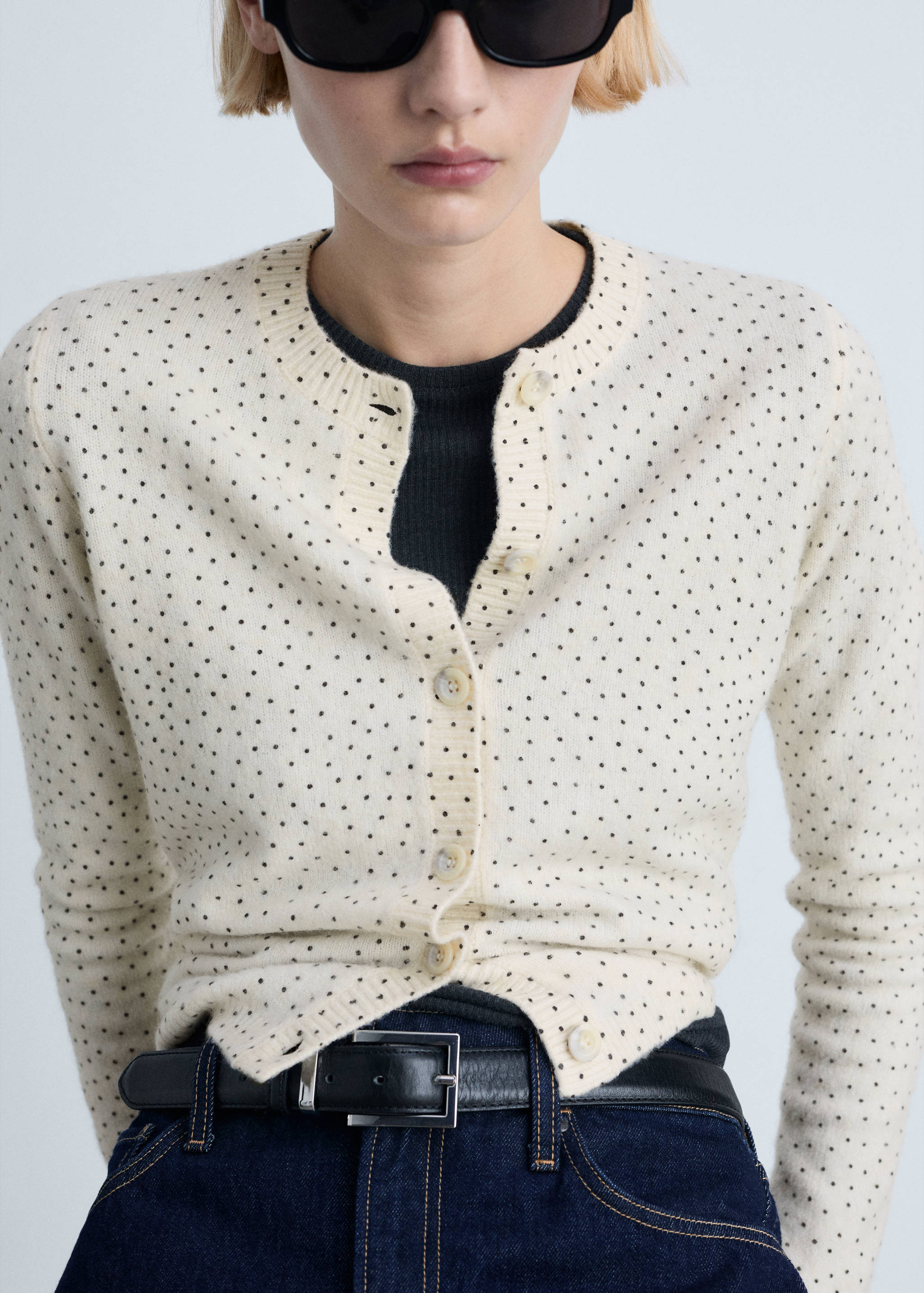 Polka-dot knitted cardigan - Details of the article 1