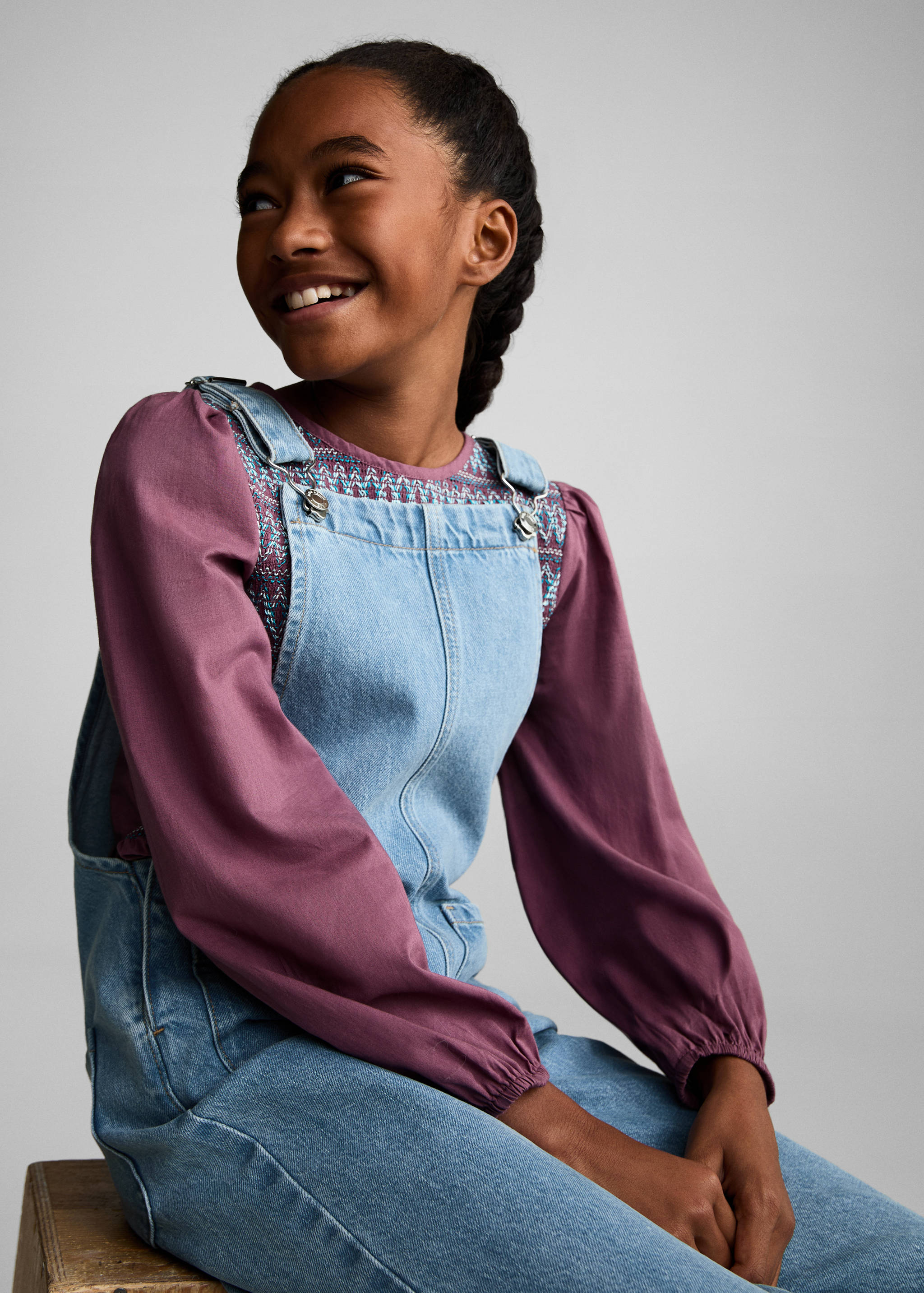 Long denim dungarees - Medium plane