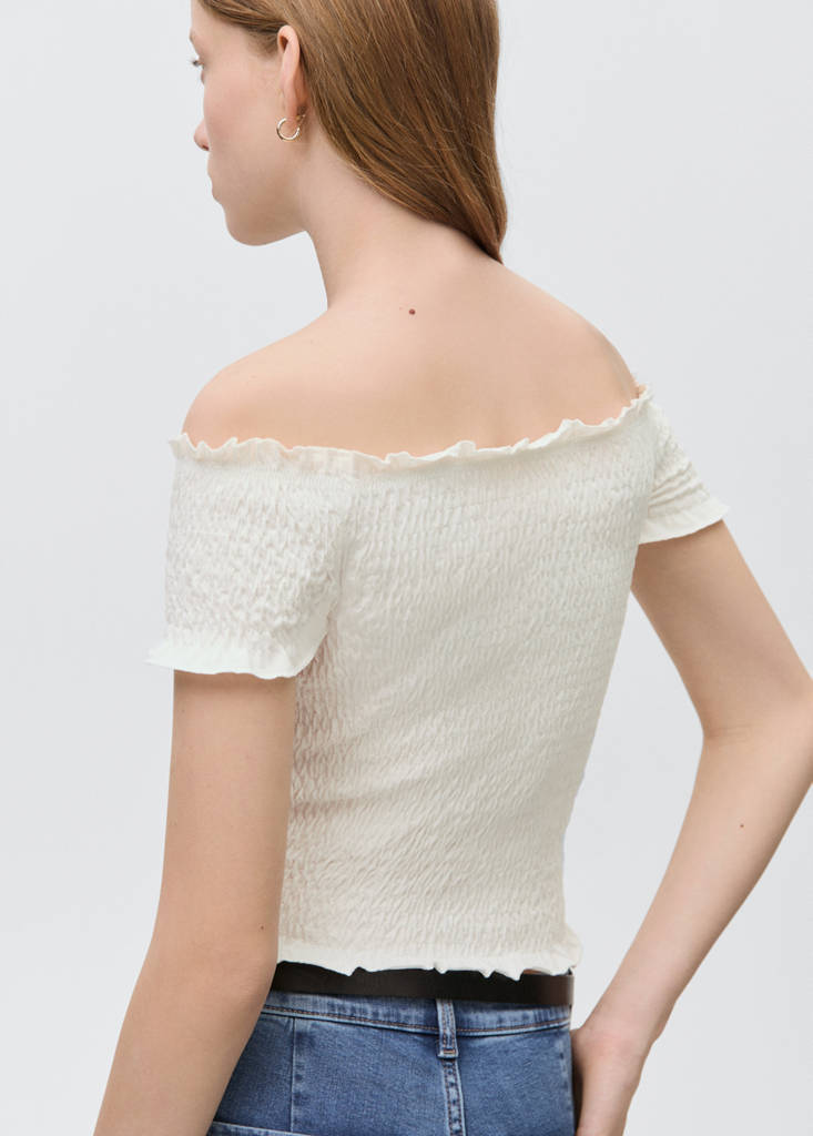 Ruched strapless top — Off White