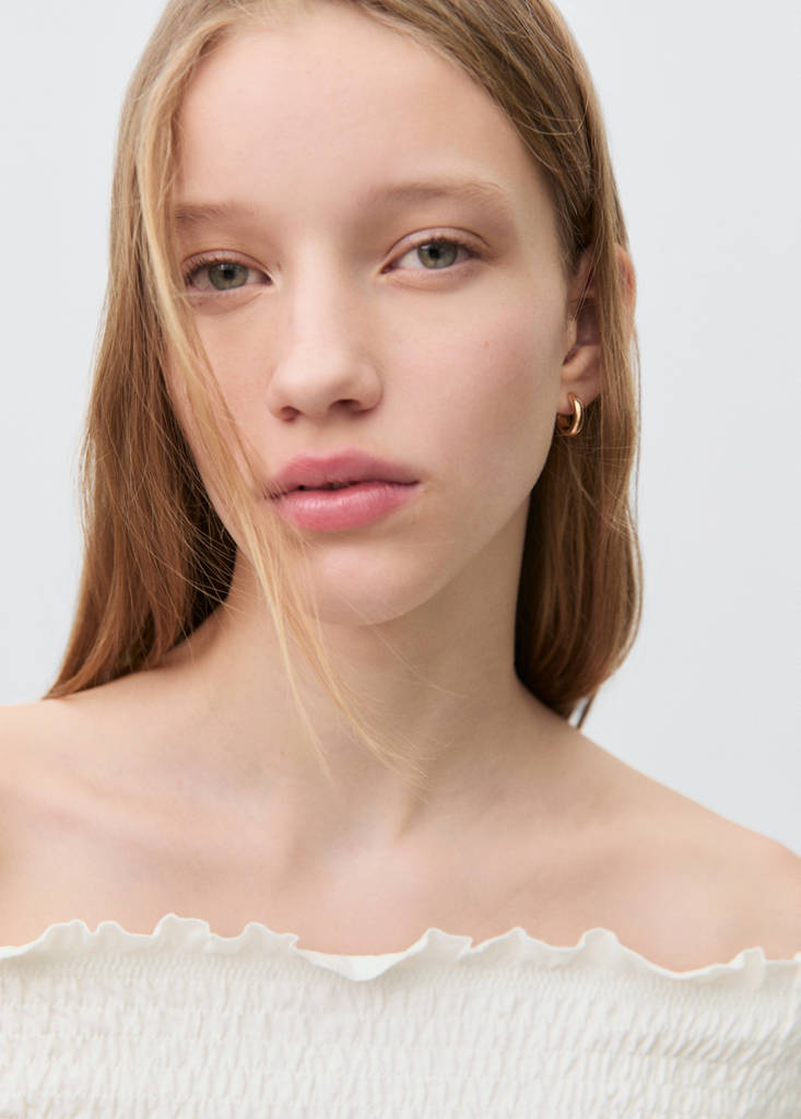 Ruched strapless top — Off White