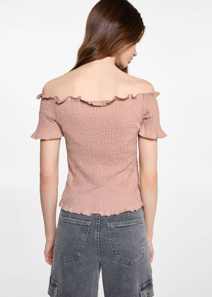 Ruched strapless top — Pale Pink