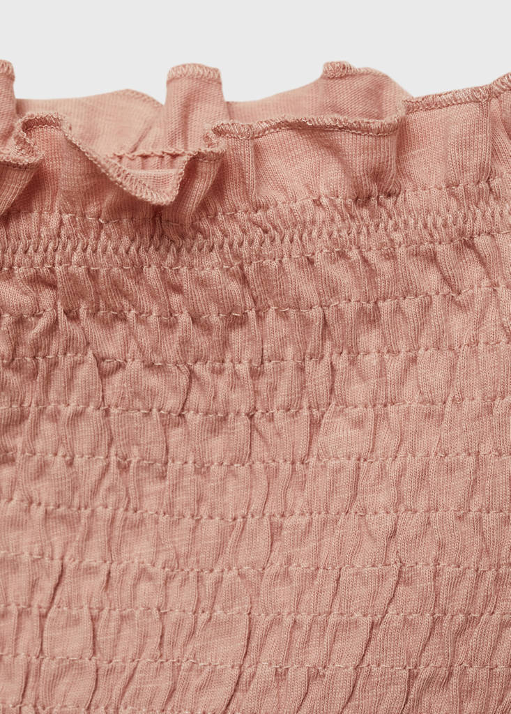 Ruched strapless top — Pale Pink