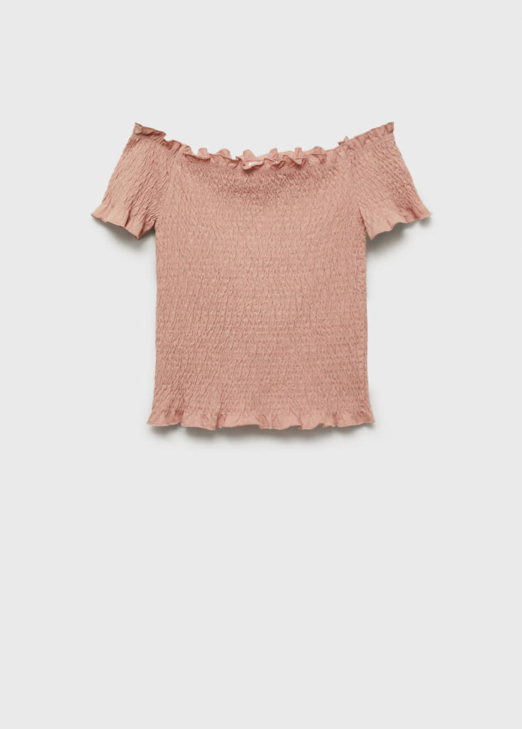 Ruched strapless top — Pale Pink