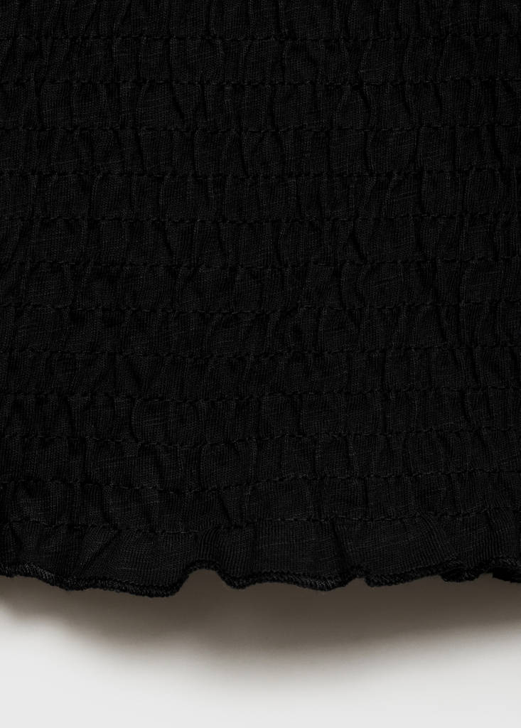 Ruched strapless top — Black