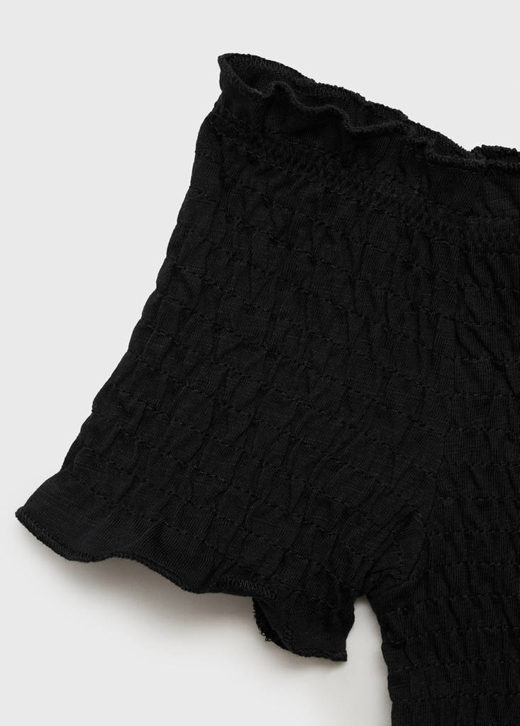 Ruched strapless top — Black