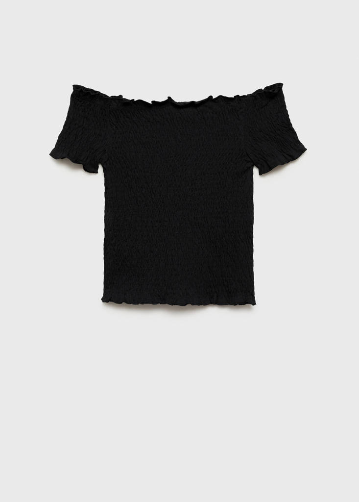 Ruched strapless top — Black