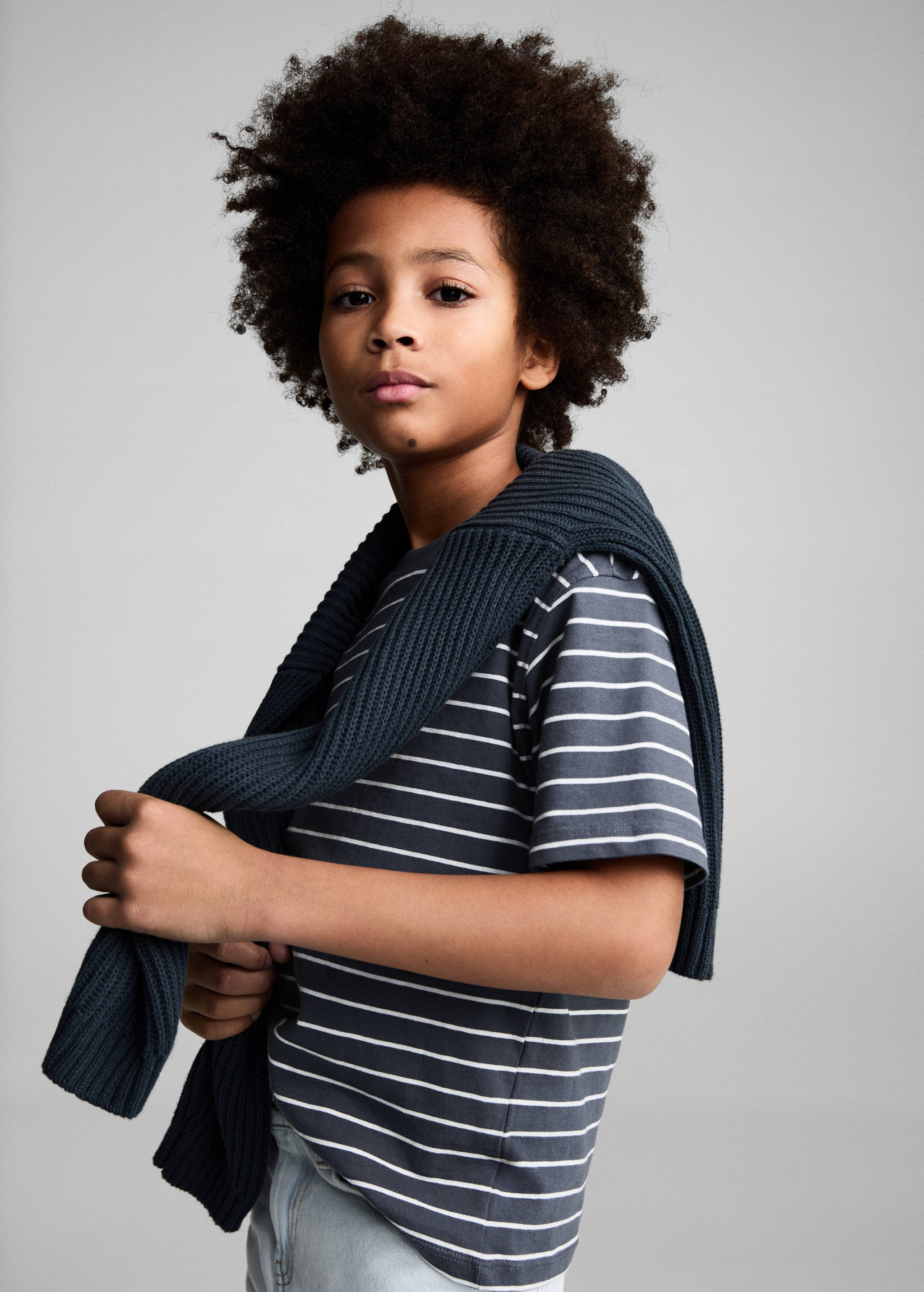 Striped cotton T-shirt - Medium plane