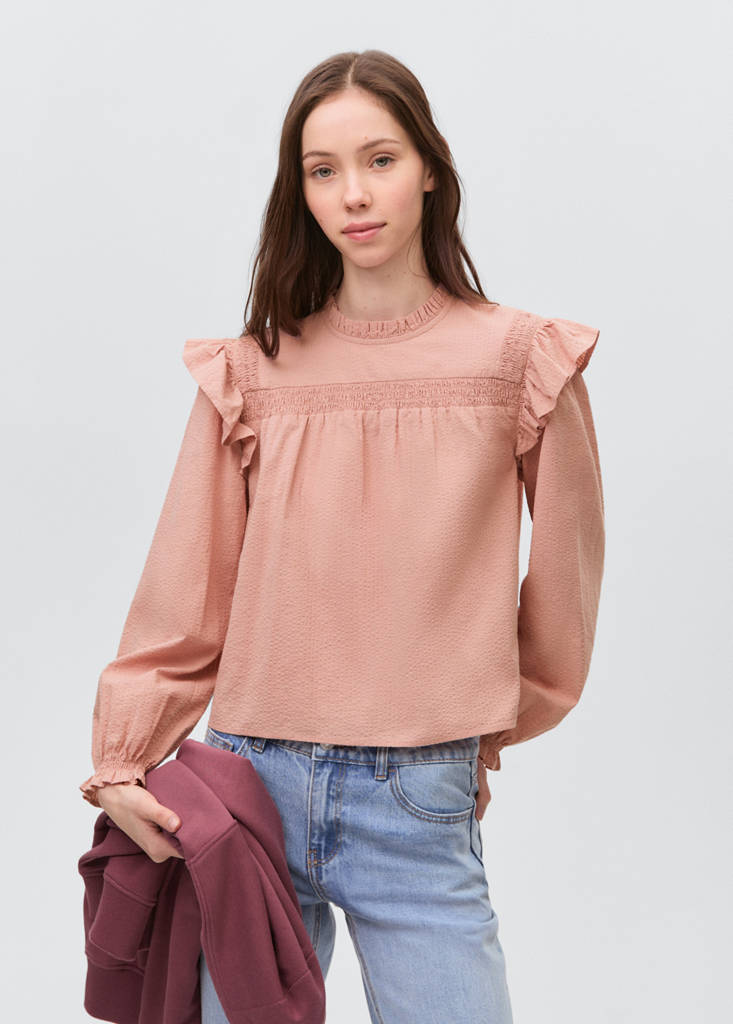 Textured cotton blouse — Pastel Pink