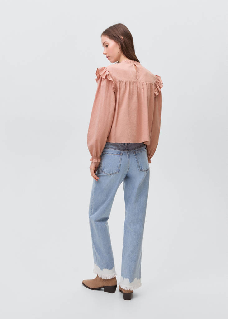 Textured cotton blouse — Pastel Pink