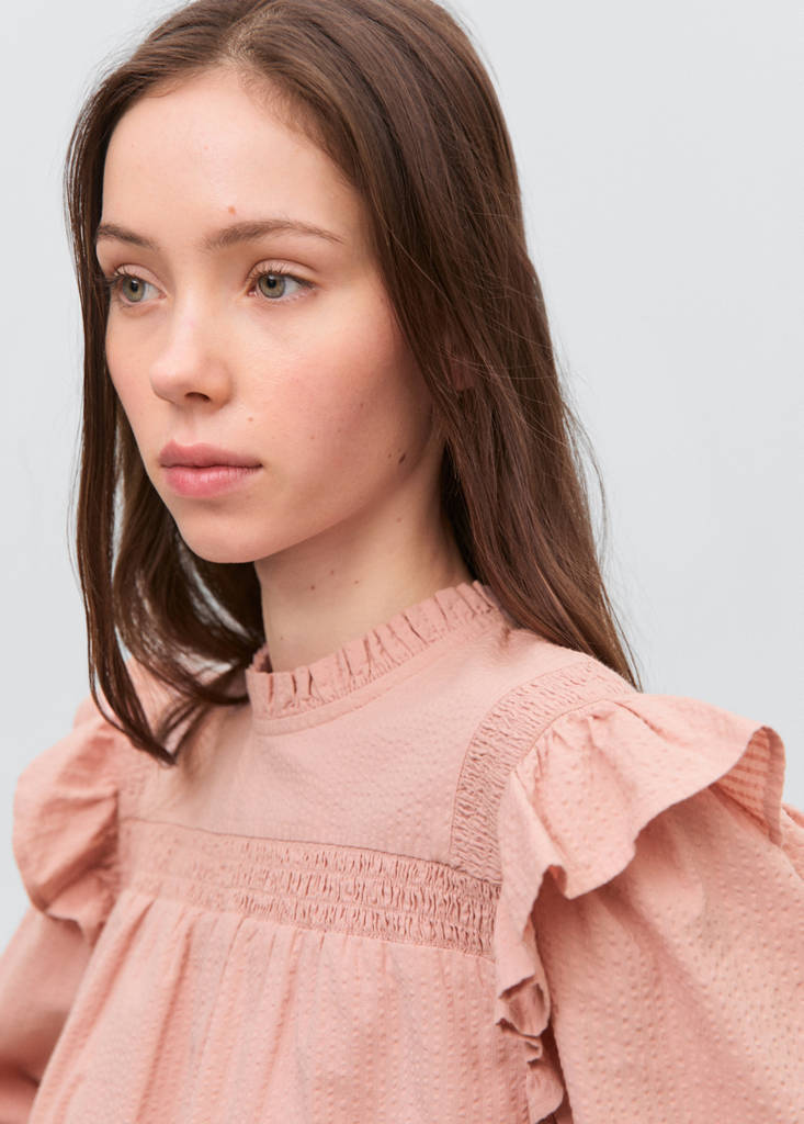 Textured cotton blouse — Pastel Pink