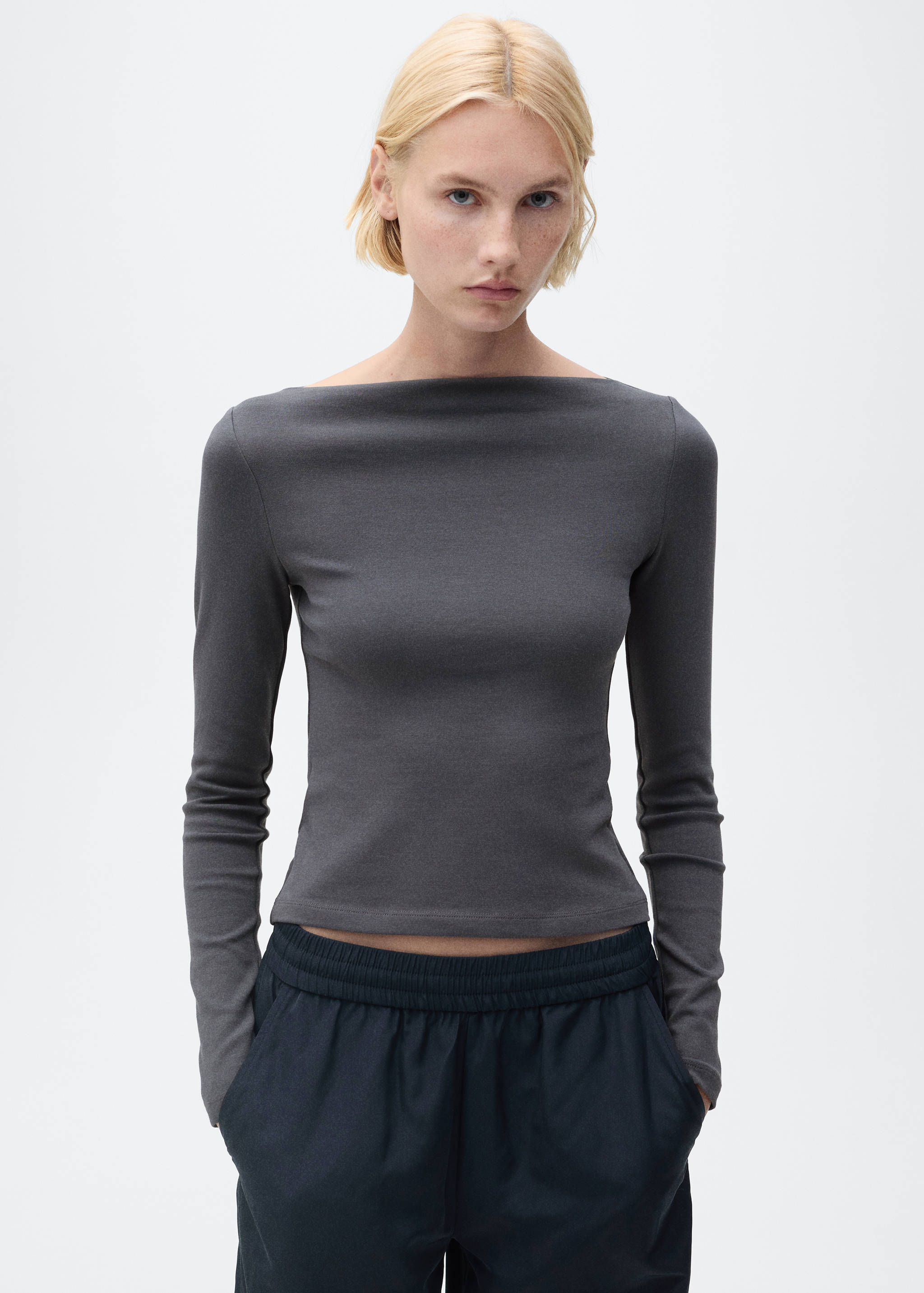 T-shirt col bateau coton - Plan moyen