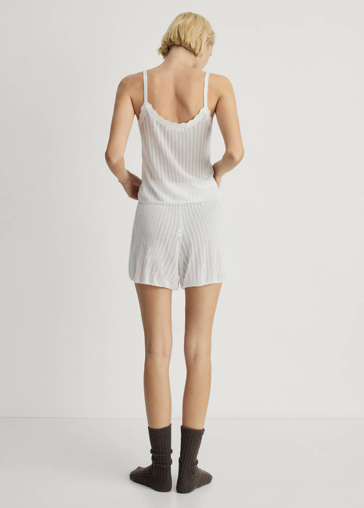 Pyjama shorts with pointelle detail — White