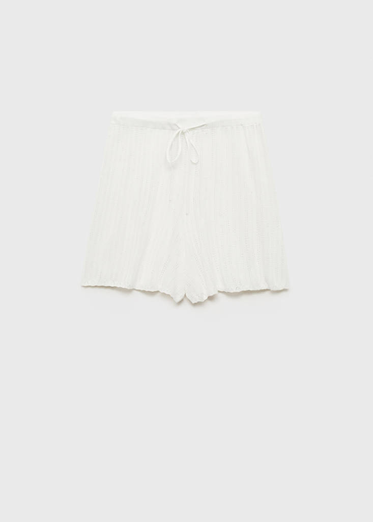 Pyjama shorts with pointelle detail — White