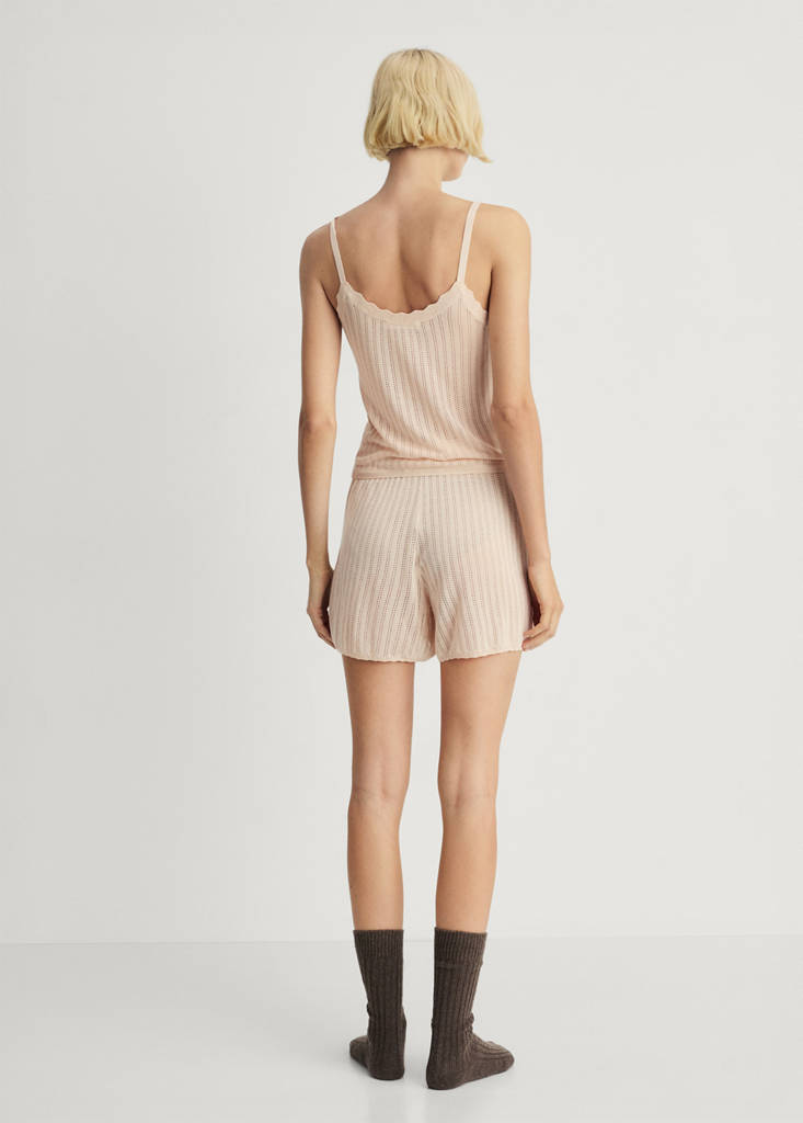 Pyjama shorts with pointelle detail — Salmon