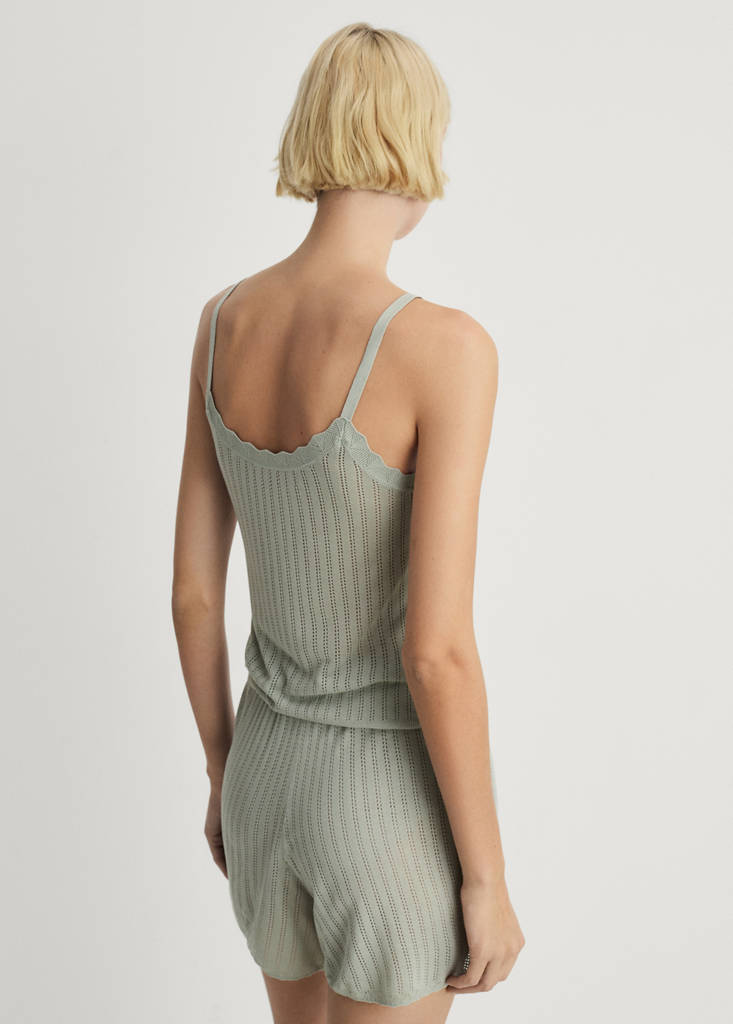 Pyjama shorts with pointelle detail — Aqua Green