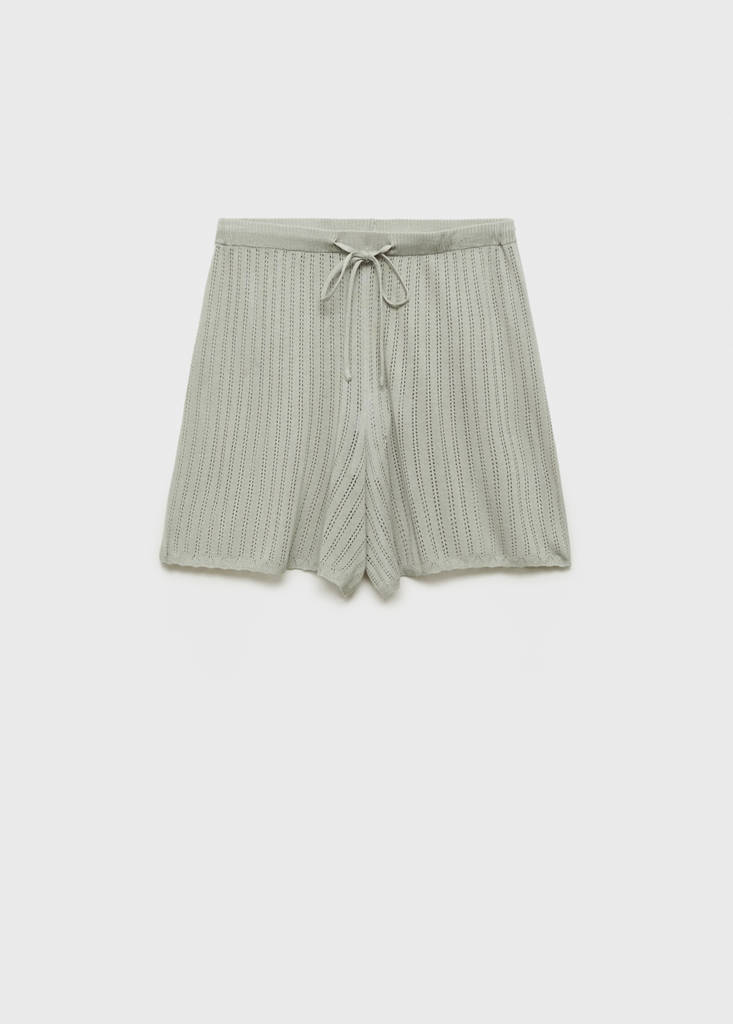 Pyjama shorts with pointelle detail — Aqua Green