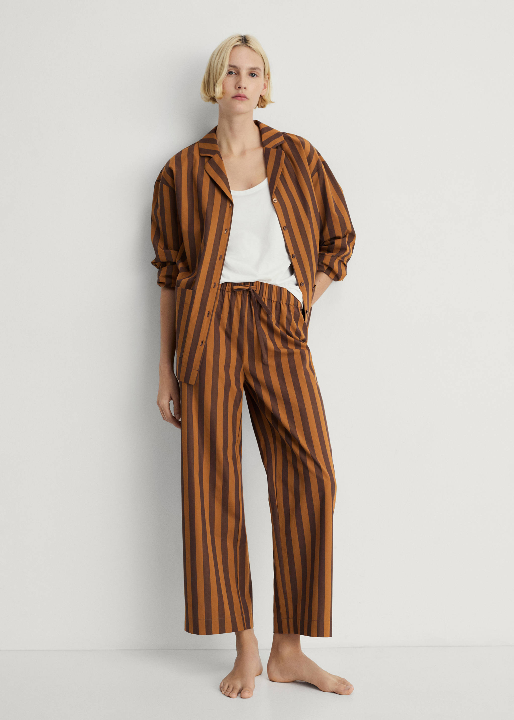 Woven two-tone striped trousers - General plane