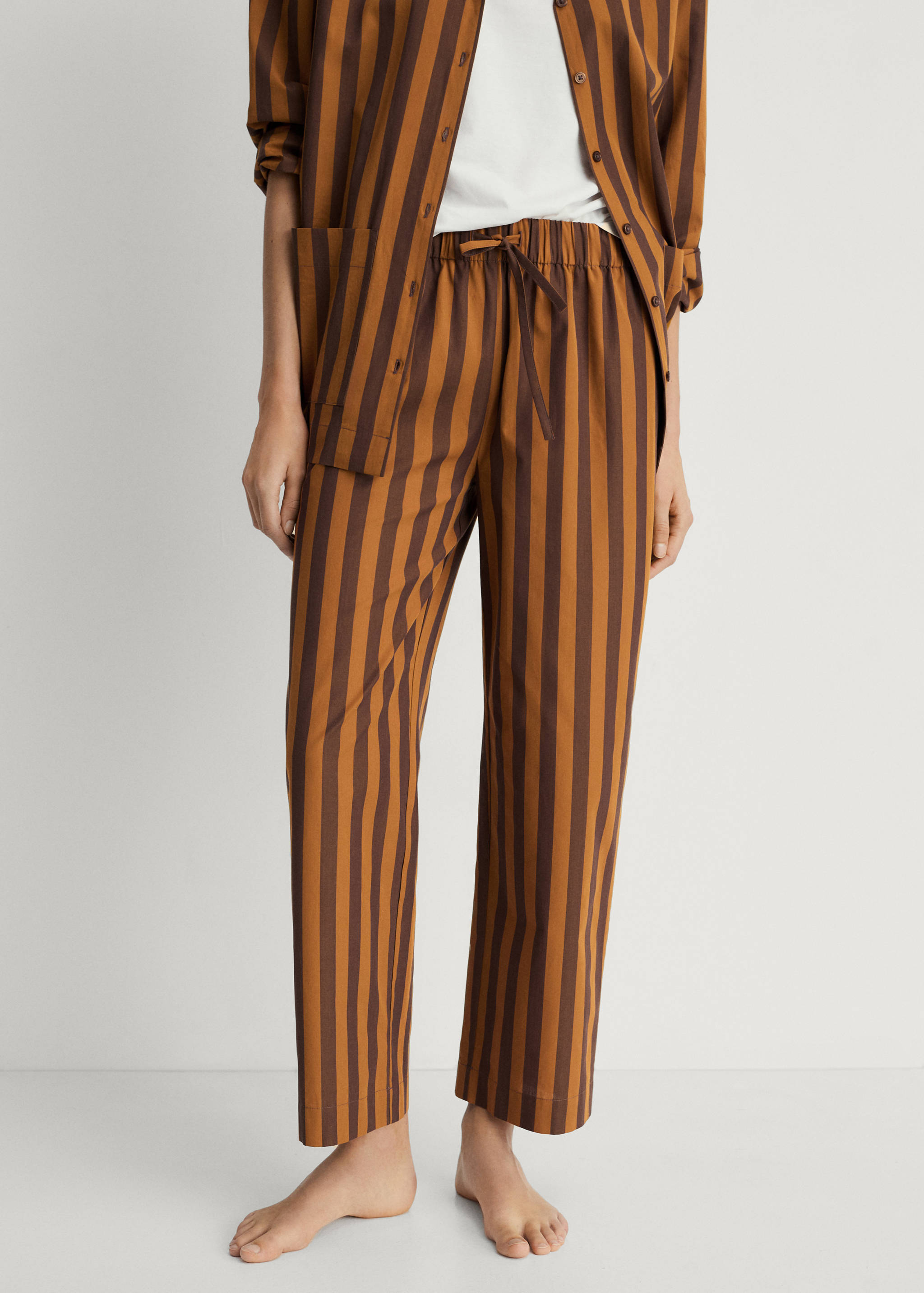 Woven two-tone striped trousers - Medium plane