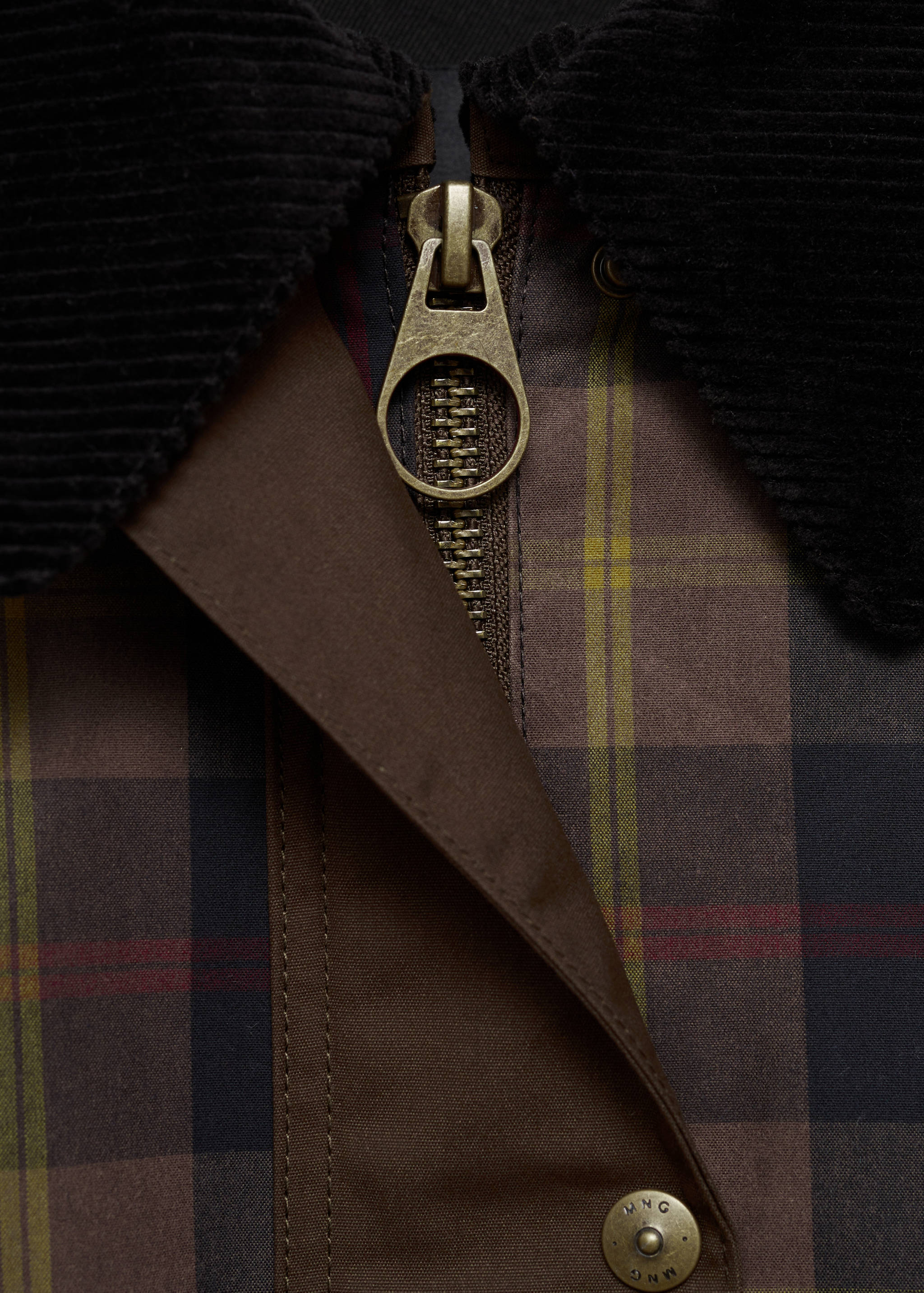 Kontrast yaka kareli parka - Ürün detayı 8