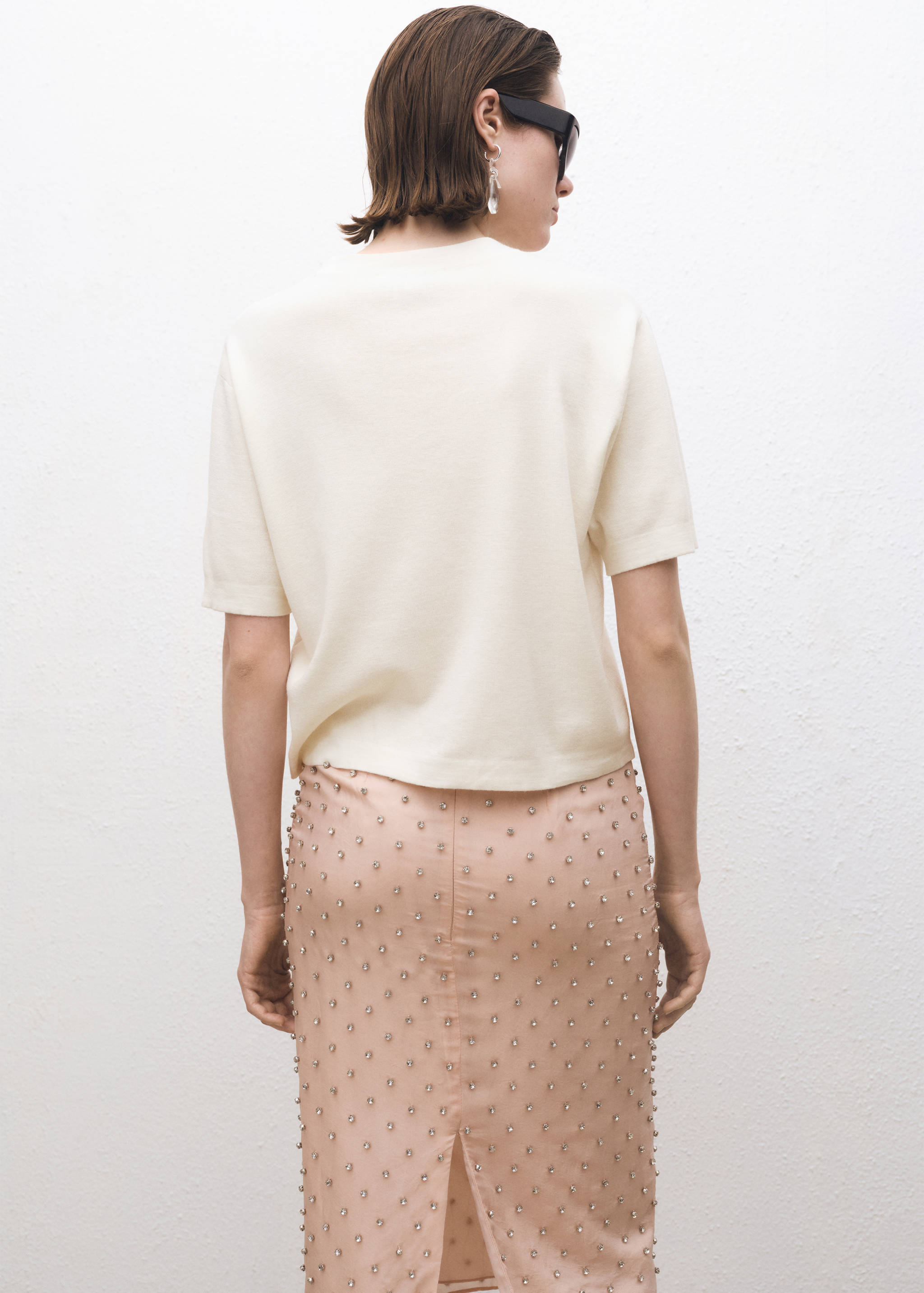 Short-sleeved wool-blend sweater - Reverse of the article