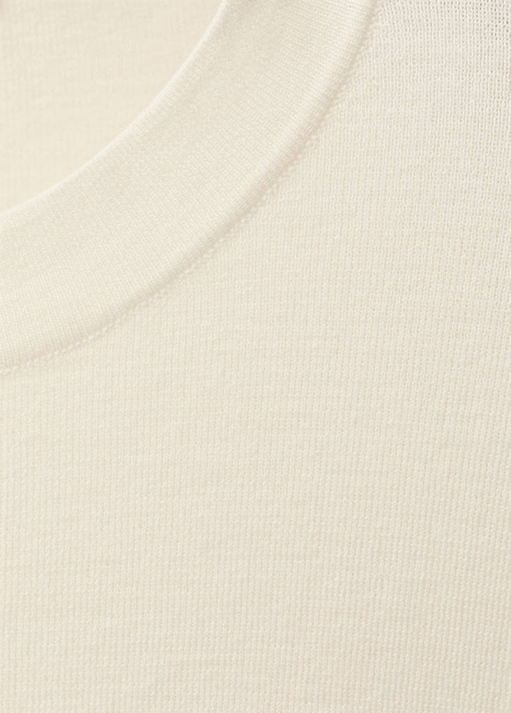 Short-sleeved wool-blend sweater — Ecru