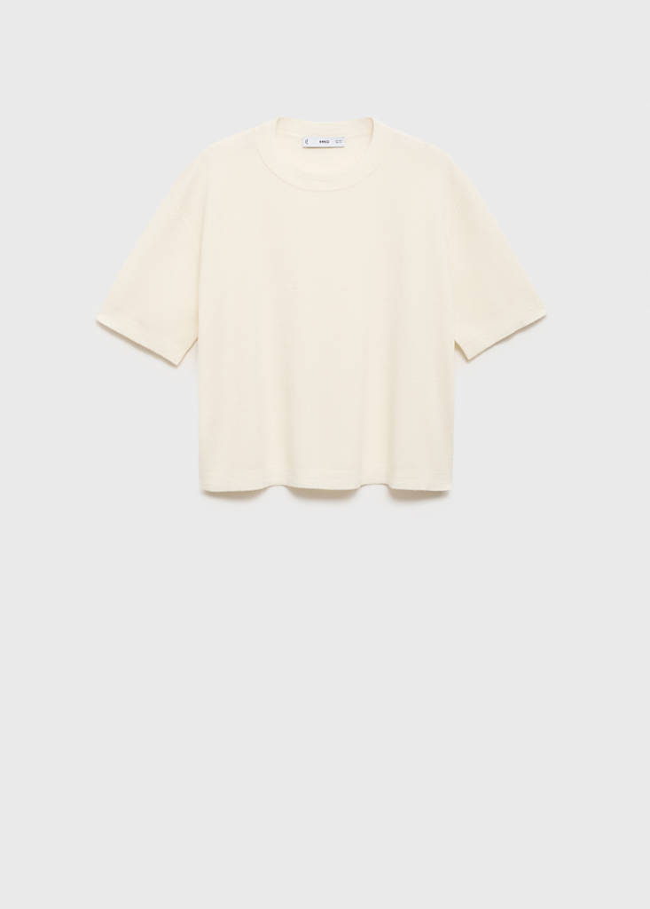 Short-sleeved wool-blend sweater — Ecru