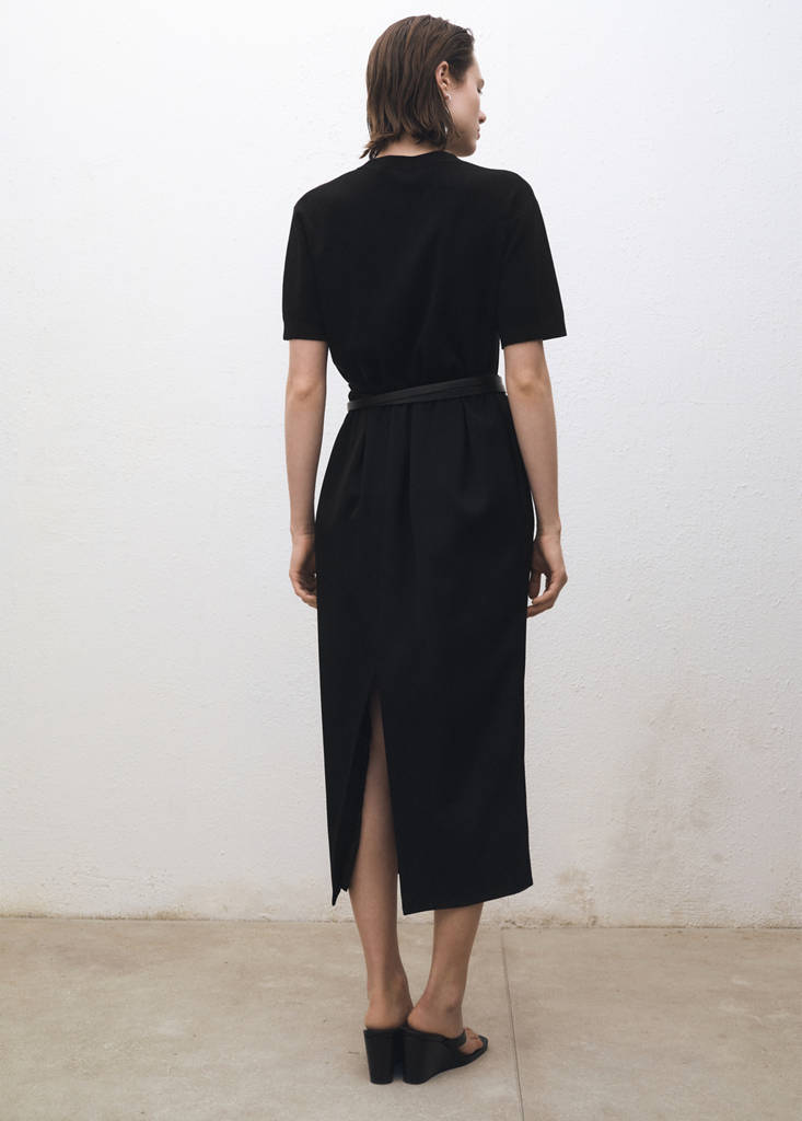 Short-sleeved wool-blend sweater — Black