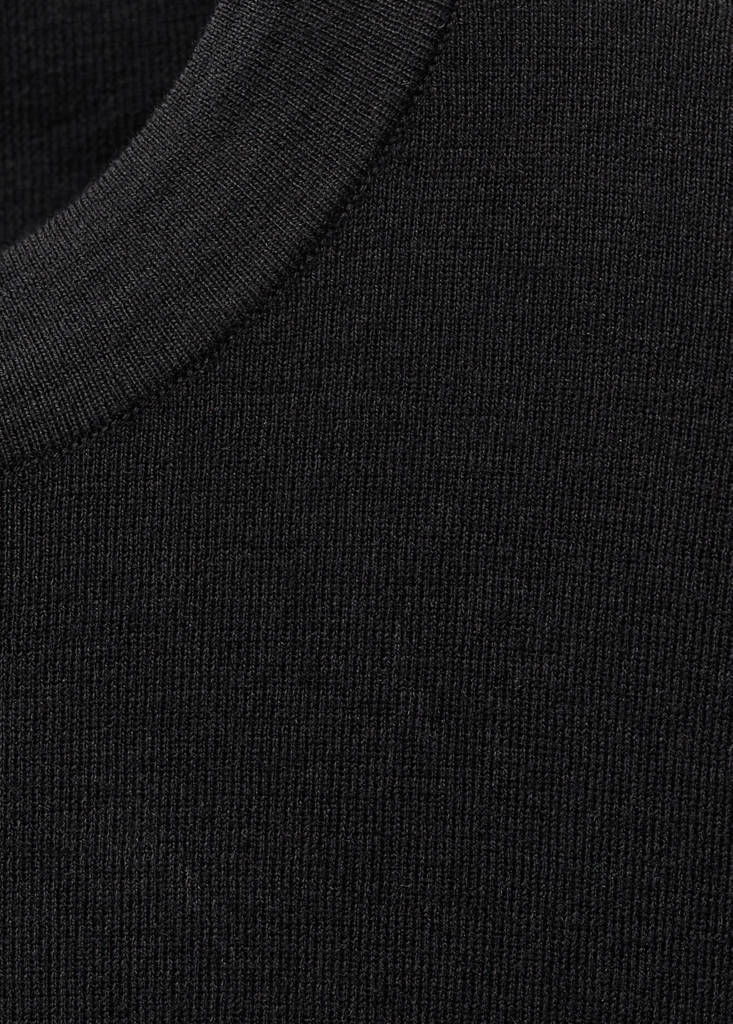 Short-sleeved wool-blend sweater — Black