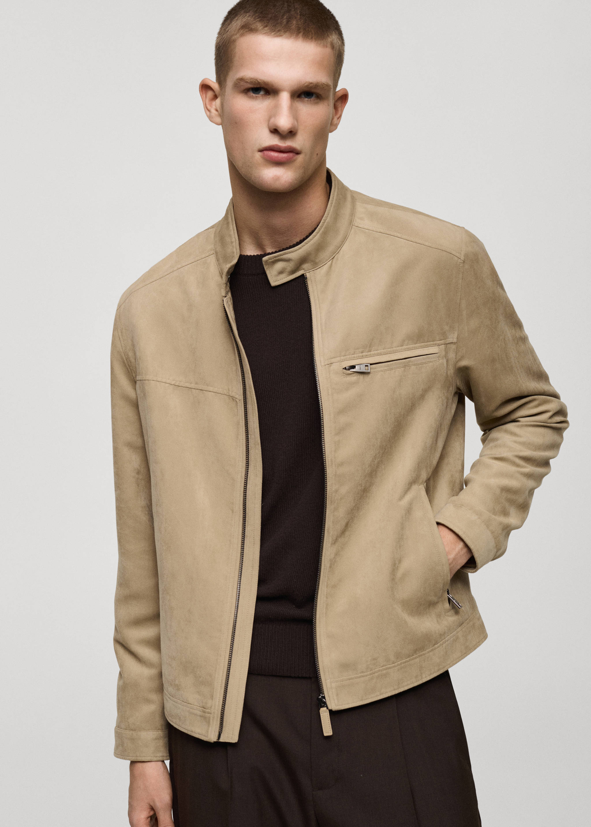 Suede-effect biker jacket - Medium plane