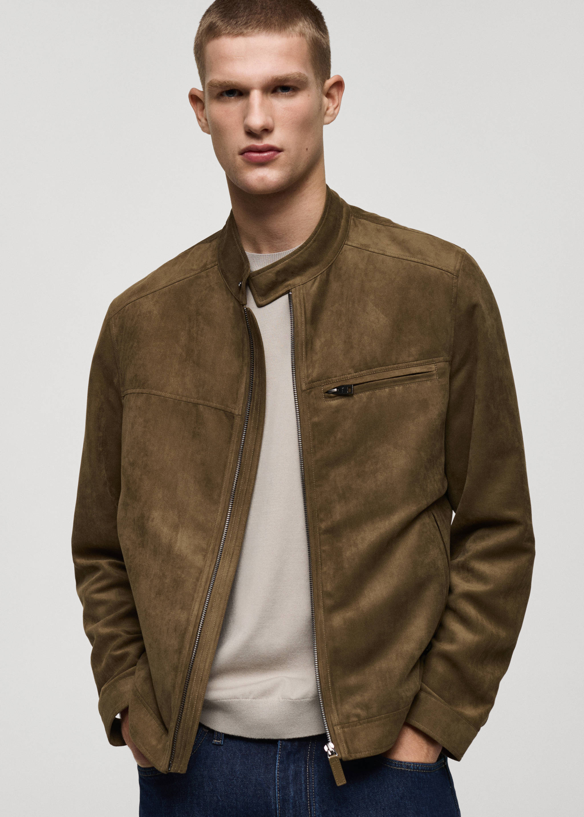 Suede-effect biker jacket - Medium plane