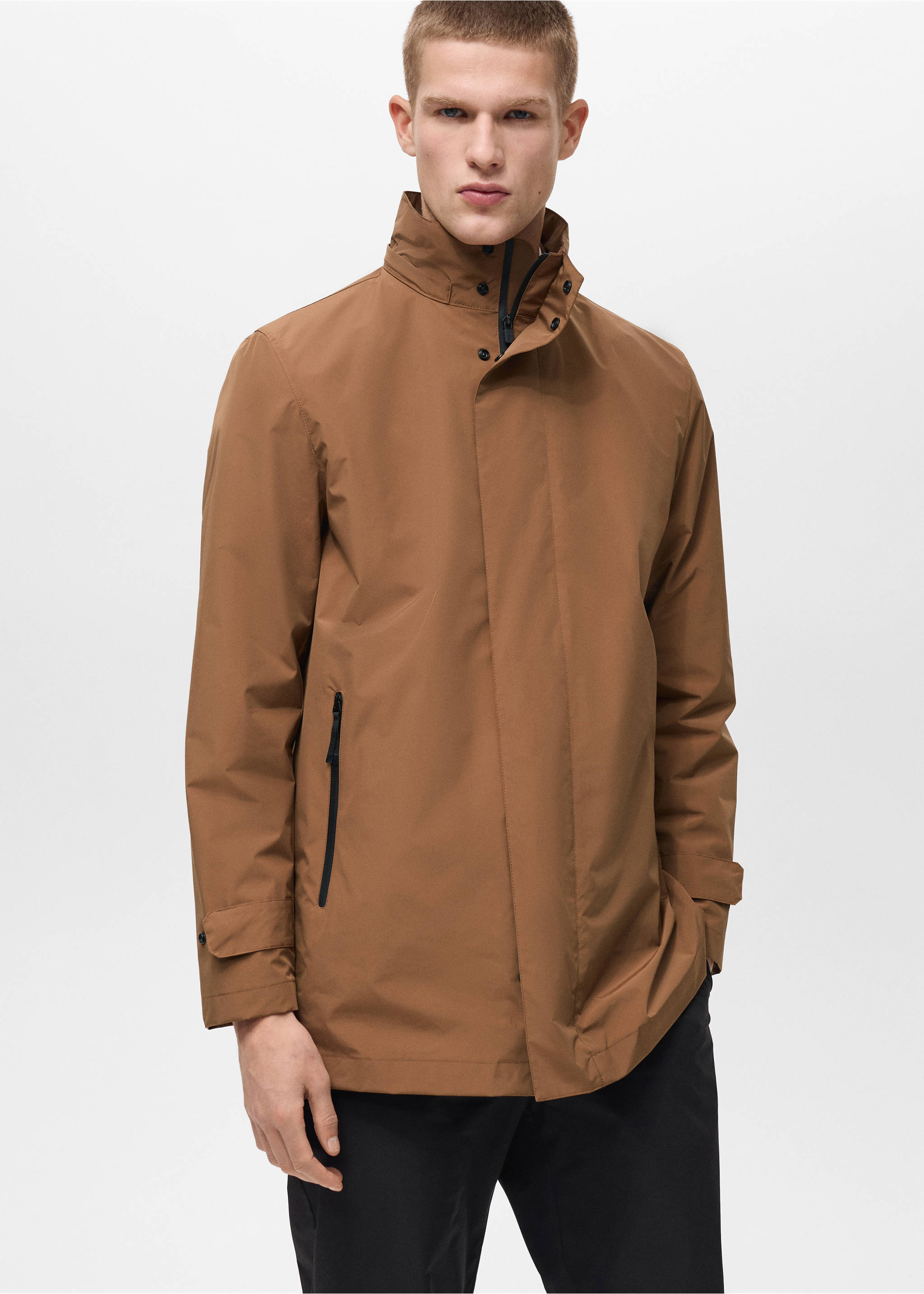 COOLMAX® technology waterproof barn jacket - Details of the article 3, Tobacco Brown. Ref: 87044389-00.