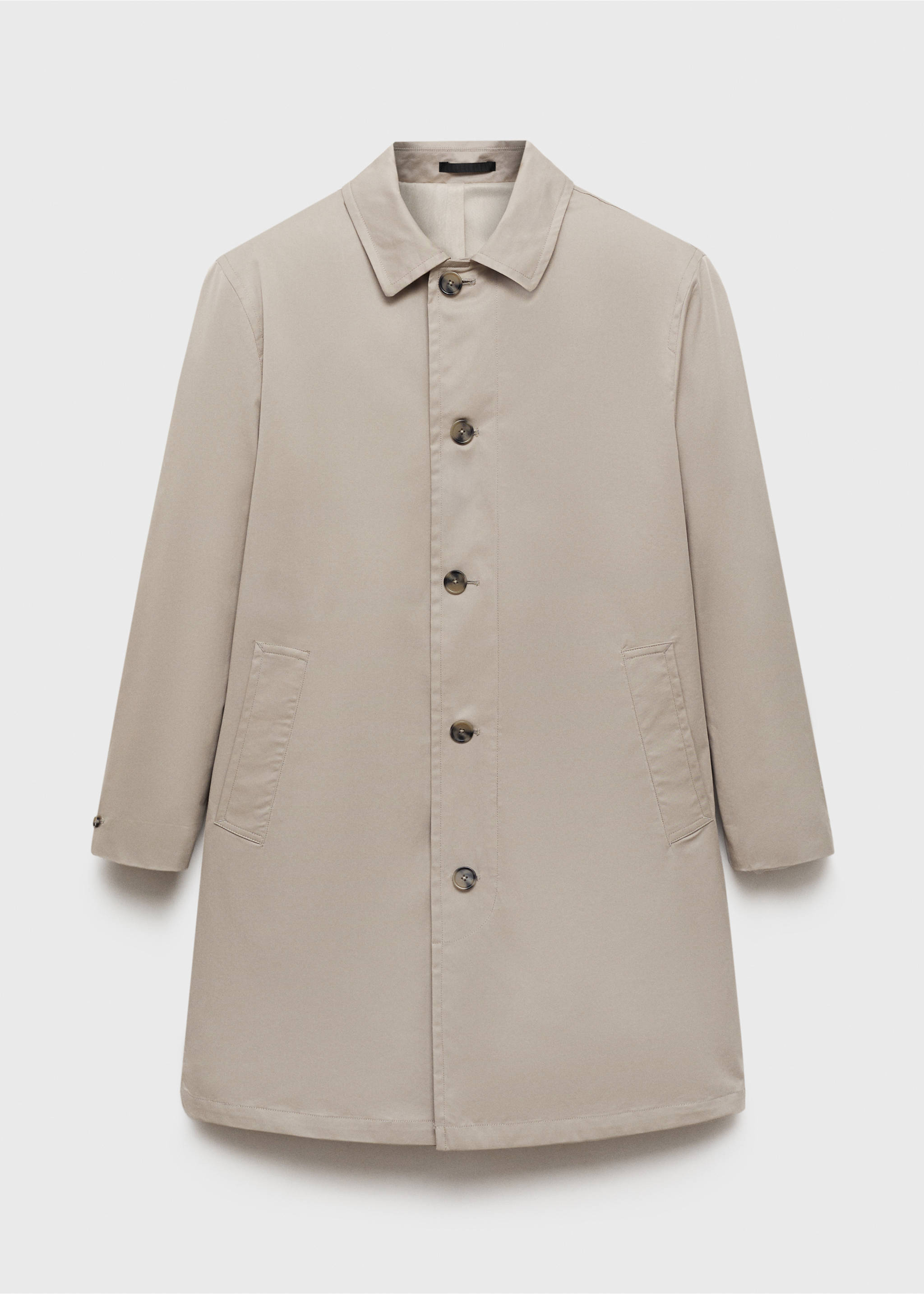 Water-repellent cotton trench coat - Article without model, Ice Grey. Ref: 87044391-00.