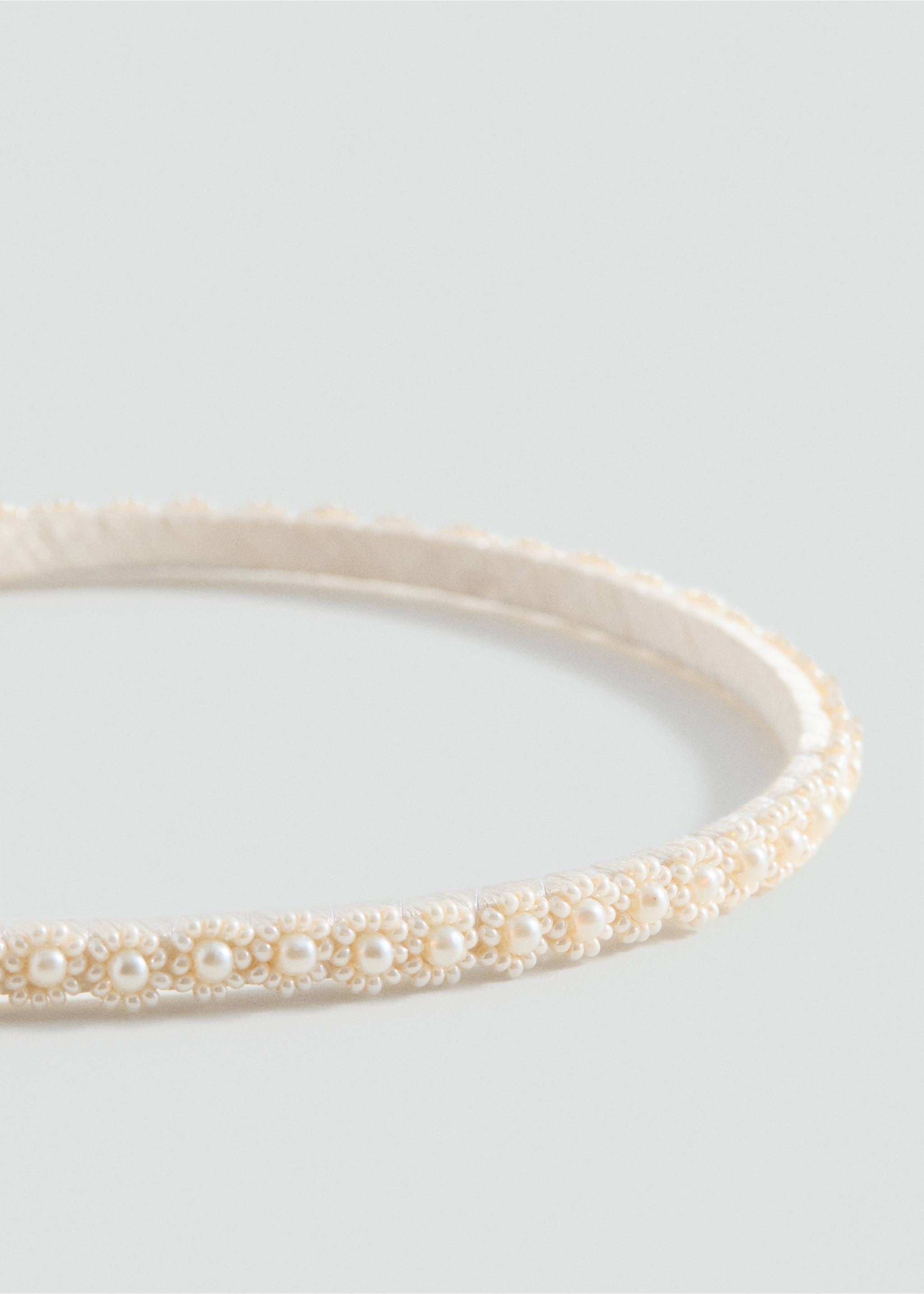 Beaded detail headband - Medium plane, Ecru. Ref: 87044401-00.